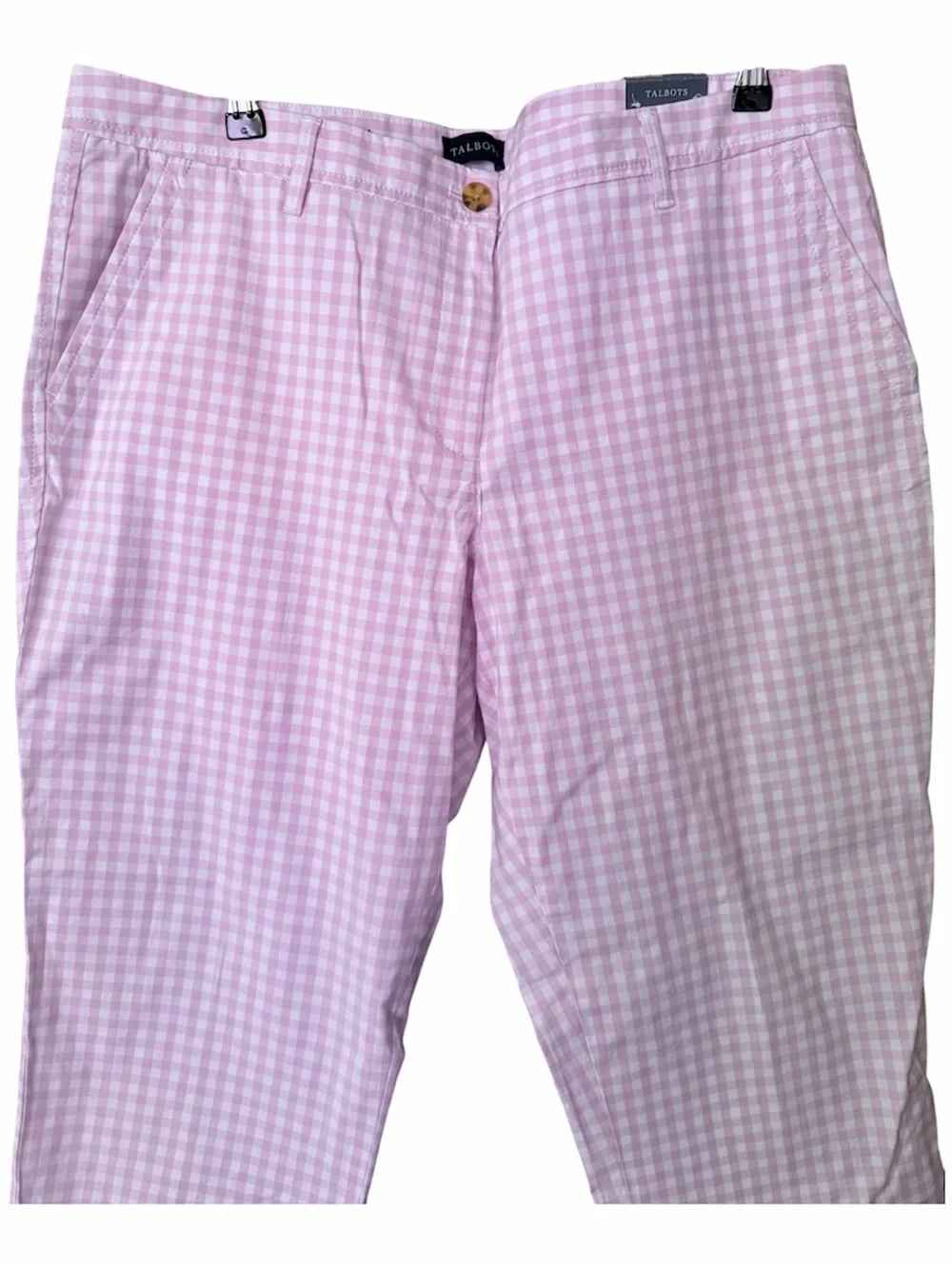 Talbots Light Pink Gingham Straight-Leg Ankle Pants